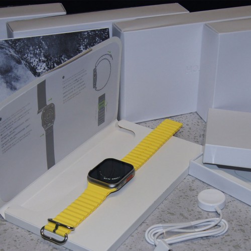 Смарт часы Watch Ultra Titanium 49 mm Orange, ремешок для водных видов спорта, желтый.-4