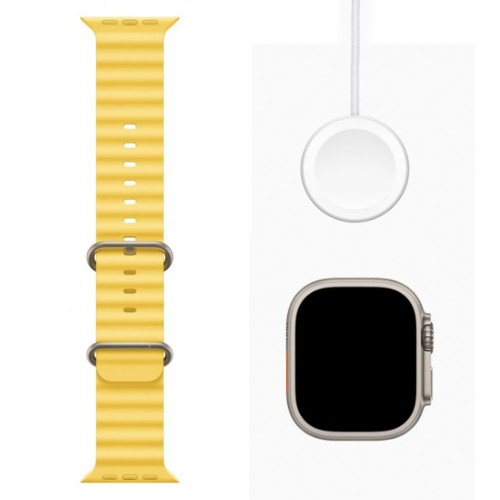 Смарт часы Watch Ultra Titanium 49 mm Orange, ремешок для водных видов спорта, желтый.-2