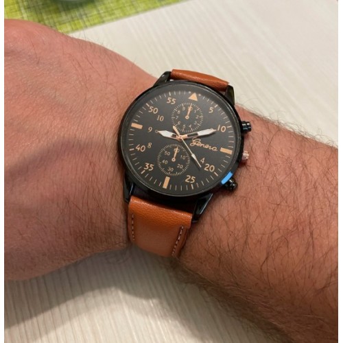  Мужские кварцевые наручные часы Relogio + 3 стильных браслета-4