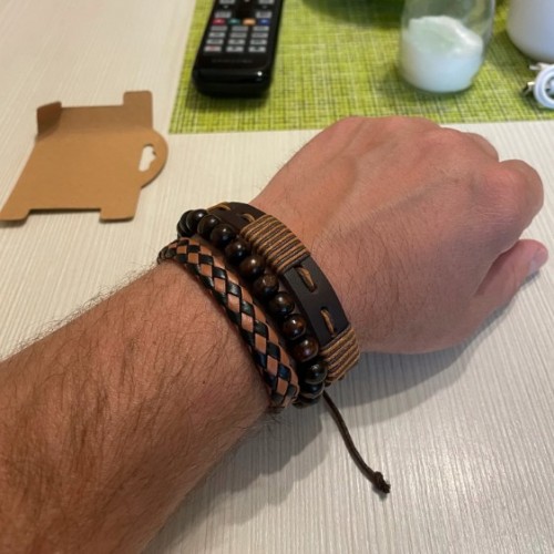 Мужские кварцевые наручные часы Relogio с 3 браслетами-3