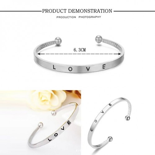 Комплект из женских кварцевых наручных часов и металлического браслета с надписью LOVE-4