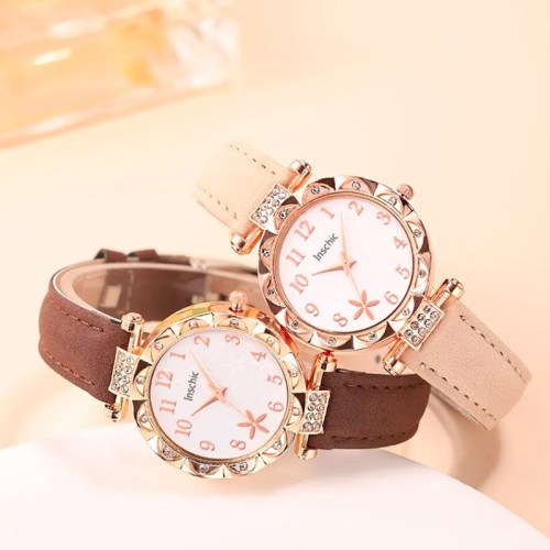 Набор женский DIJANES, кварцевые наручные часы 34 мм, браслеты 4 шт со стразами-5