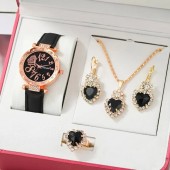 Gift set for a teenager - watch, quartz earrings, necklace, ring