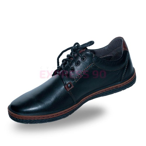 Полуботинки мужские из натуральной кожи на сплошной низкой подошве-1