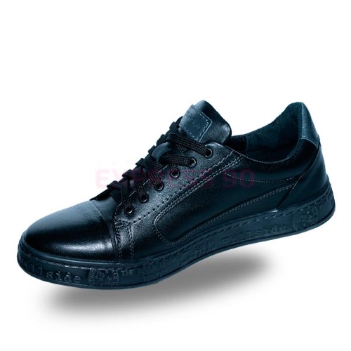 Мужские спортивные кеды из натуральной кожи на сплошной подошве-1