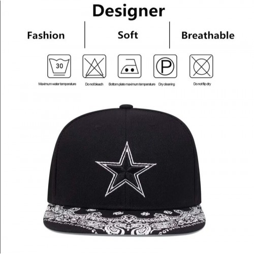 Бейсболка с прямым козырьком. Вышивка звезда.-2