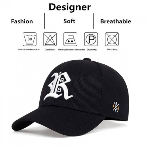 Кепка Бейсболка в молодёжном стиле с загнутым козырьком и вышивкой R Letter Side-3