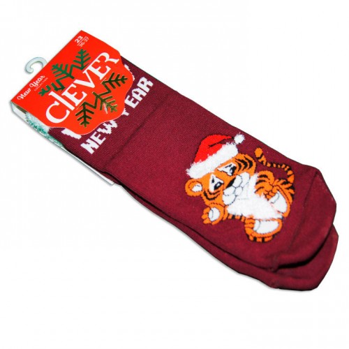 НОСКИ ЖЕНСКИЕ CLEVER ПЛЮШЕВЫЕ НОВОГОДНИЕ РИСУНОК ТИГРЁНОК-4