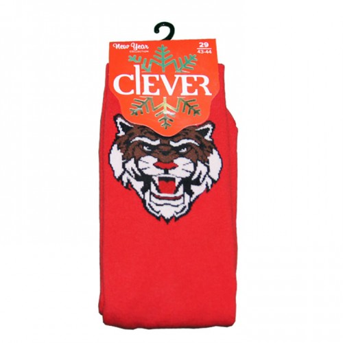НОСКИ МУЖСКИЕ CLEVER ПЛЮШ УТЕПЛЁННЫЕ НОВОГОДНИЕ РИСУНОК ТИГР-2